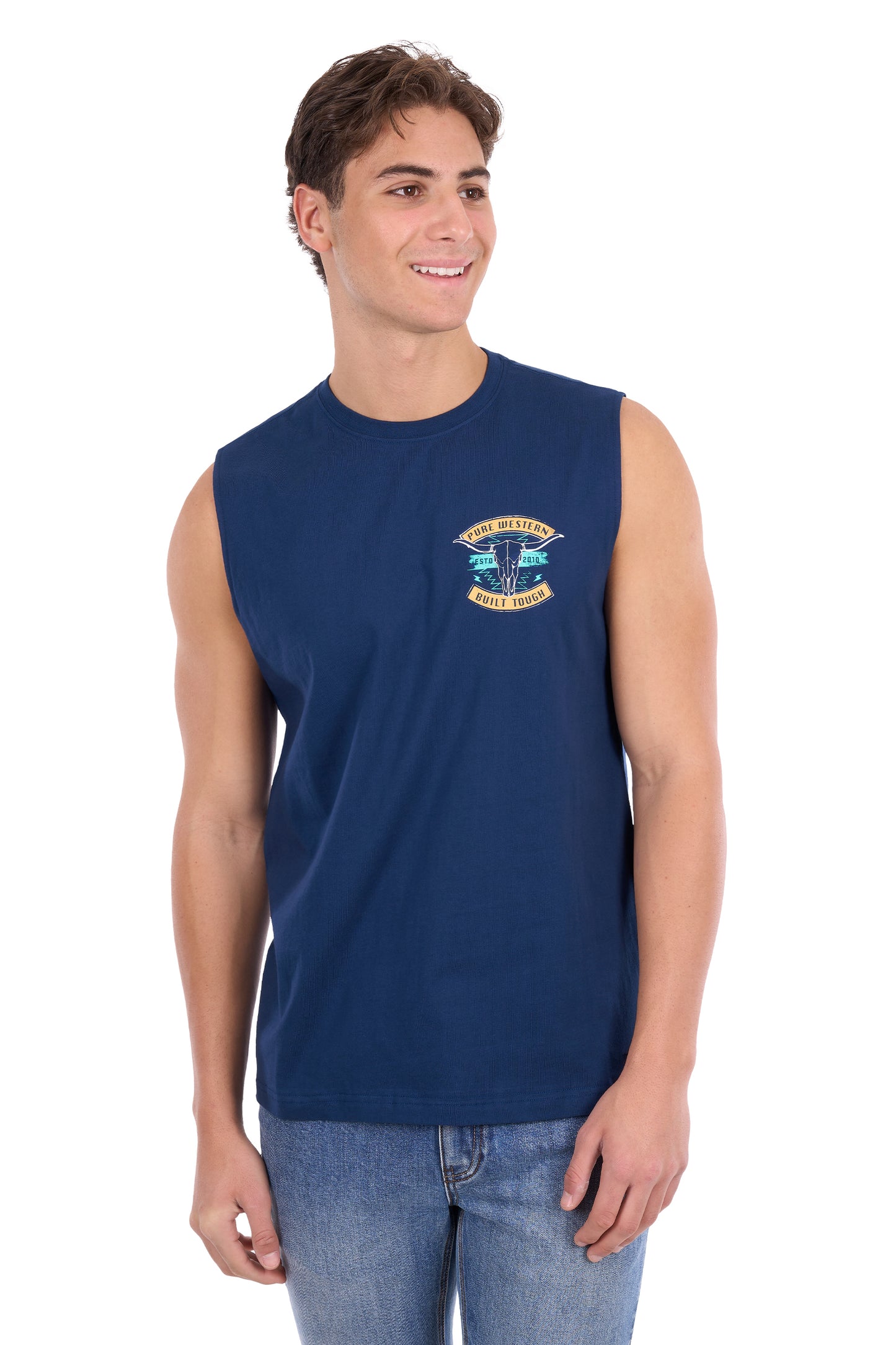 Pure Western Men's Dale Muscle Tank – Navy