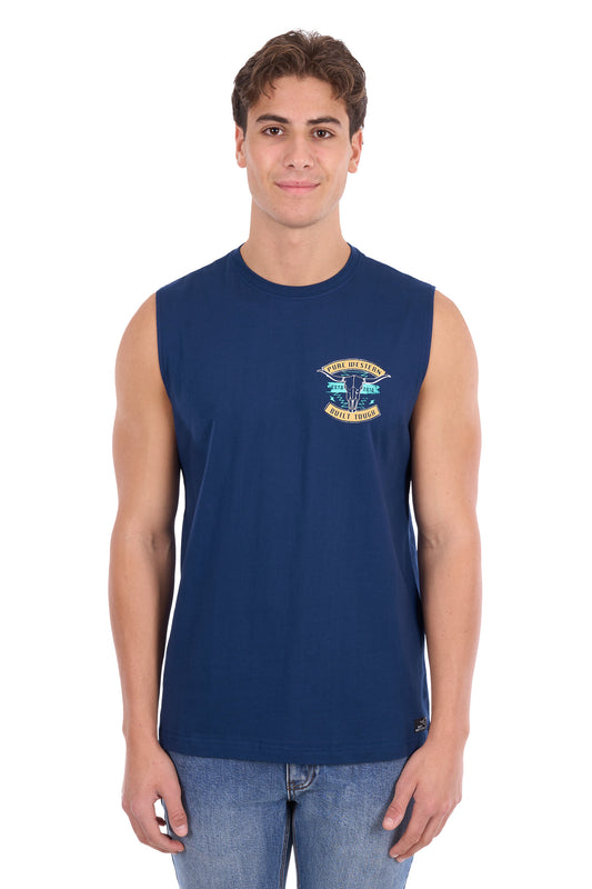 Pure Western Men's Dale Muscle Tank – Navy