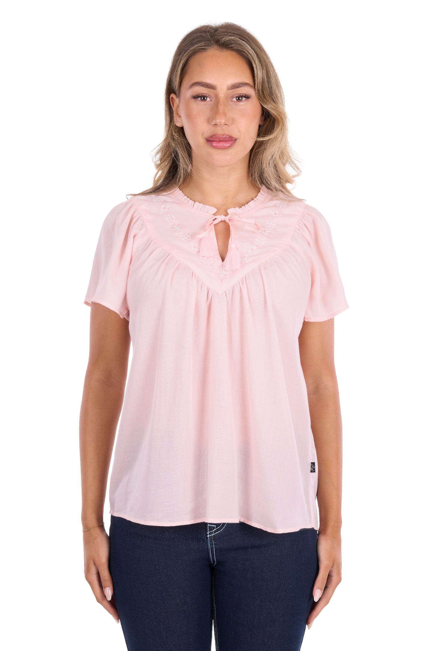 Pure Western Leslie Short Sleeve Blouse - Blush