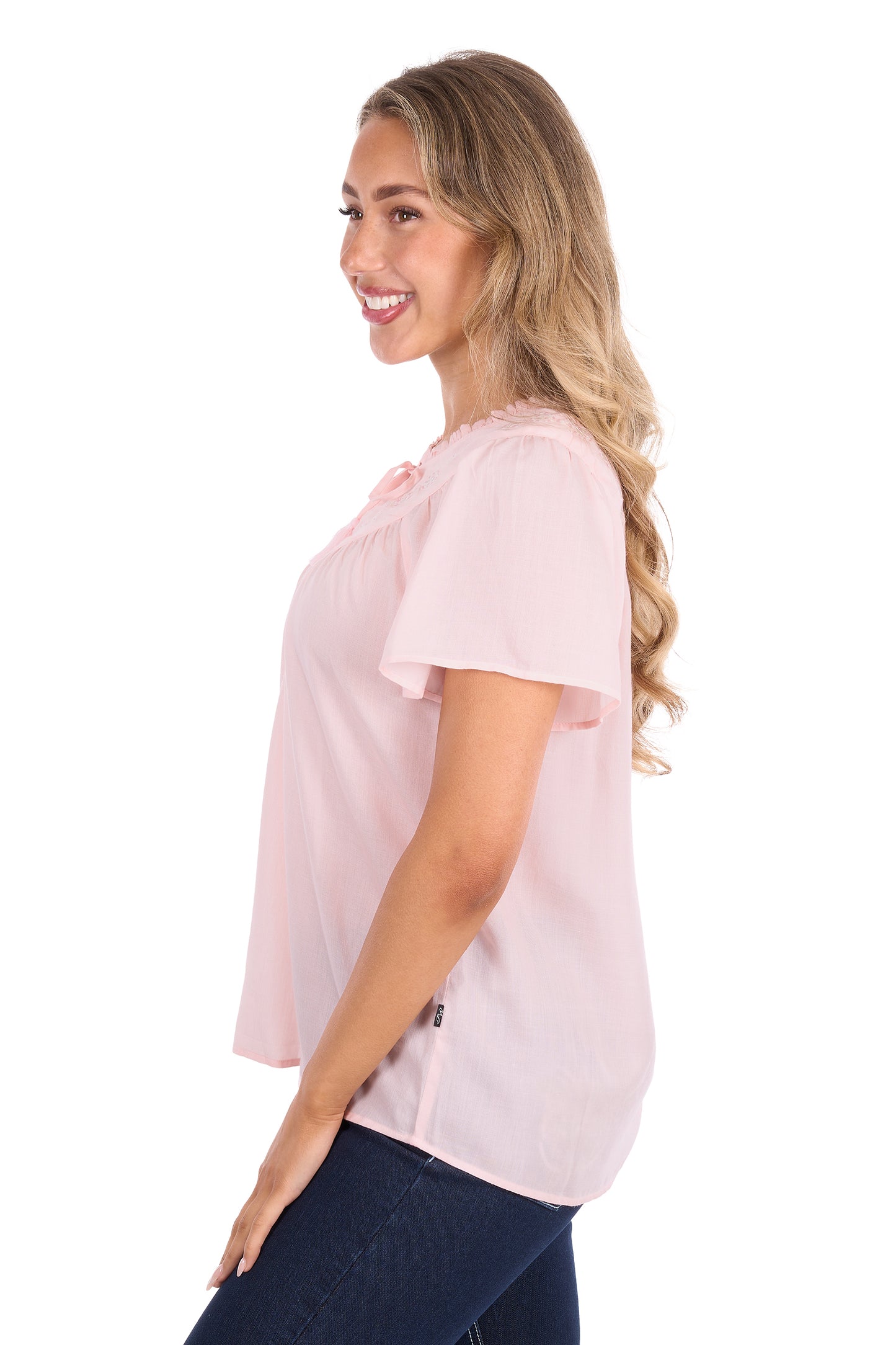 Pure Western Leslie Short Sleeve Blouse - Blush