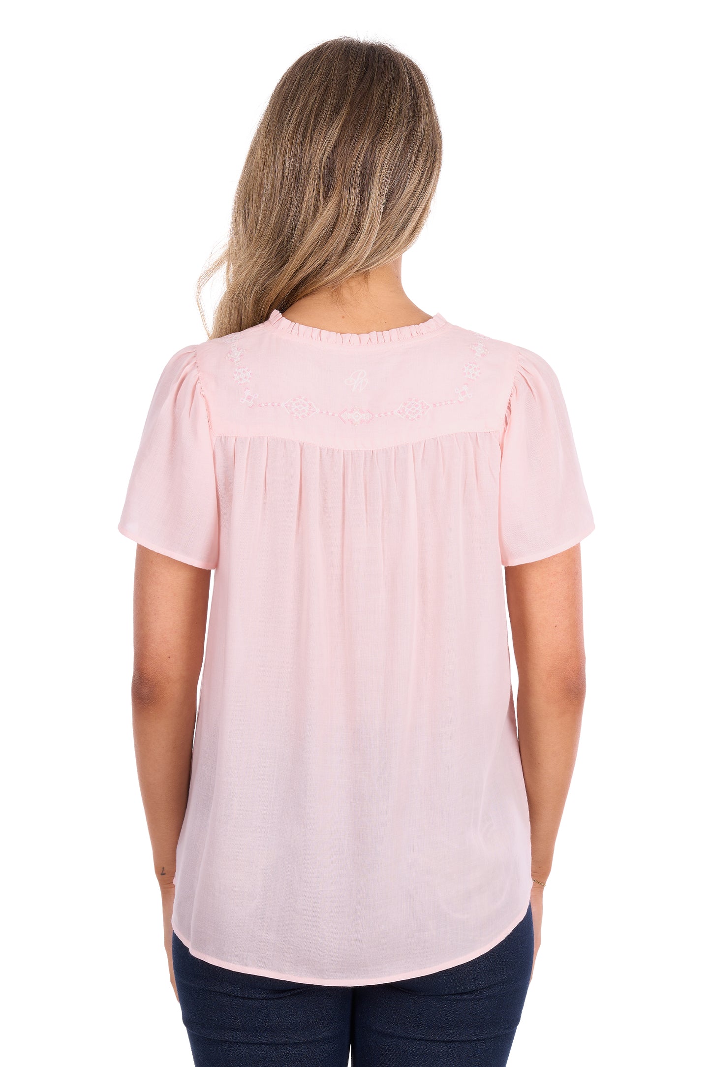 Pure Western Leslie Short Sleeve Blouse - Blush