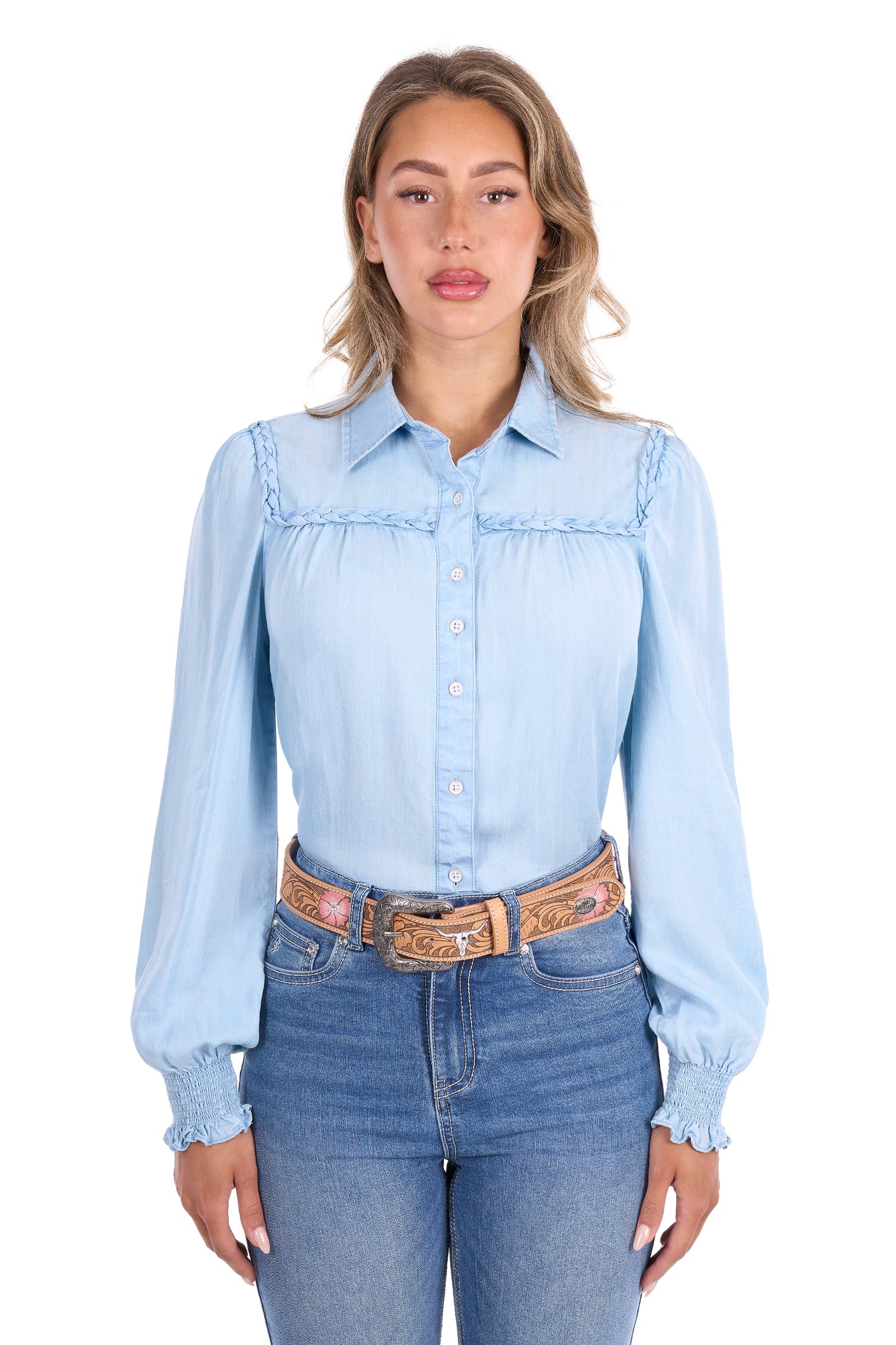 Pure Western Daniela Long Sleeve Shirt - Denim