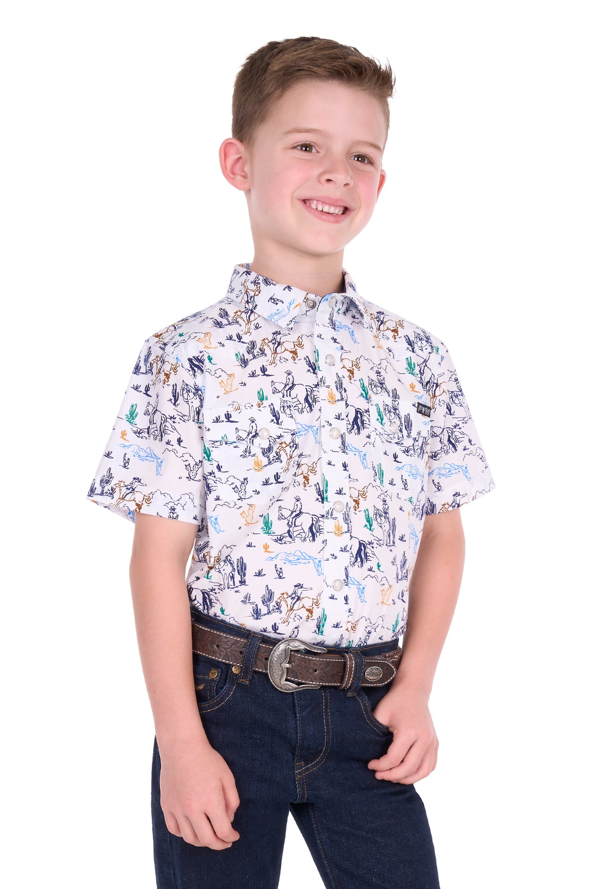 Pure Western Boys’ Mike Short Sleeve Shirt – Multi