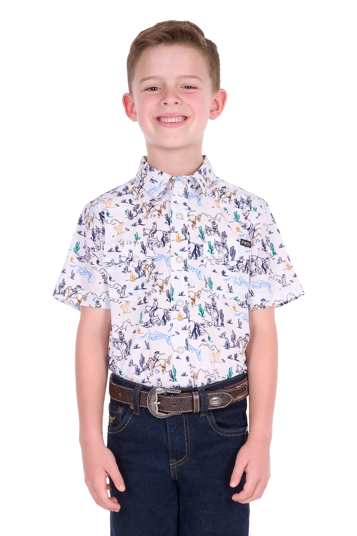 Pure Western Boys’ Mike Short Sleeve Shirt – Multi