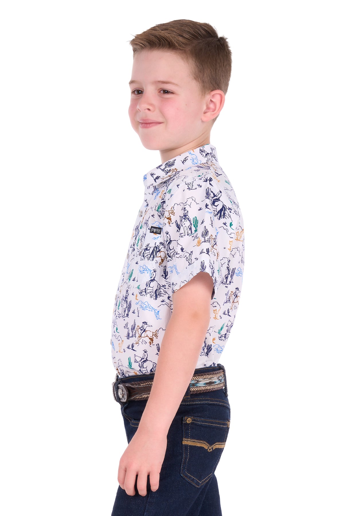 Pure Western Boys’ Mike Short Sleeve Shirt – Multi