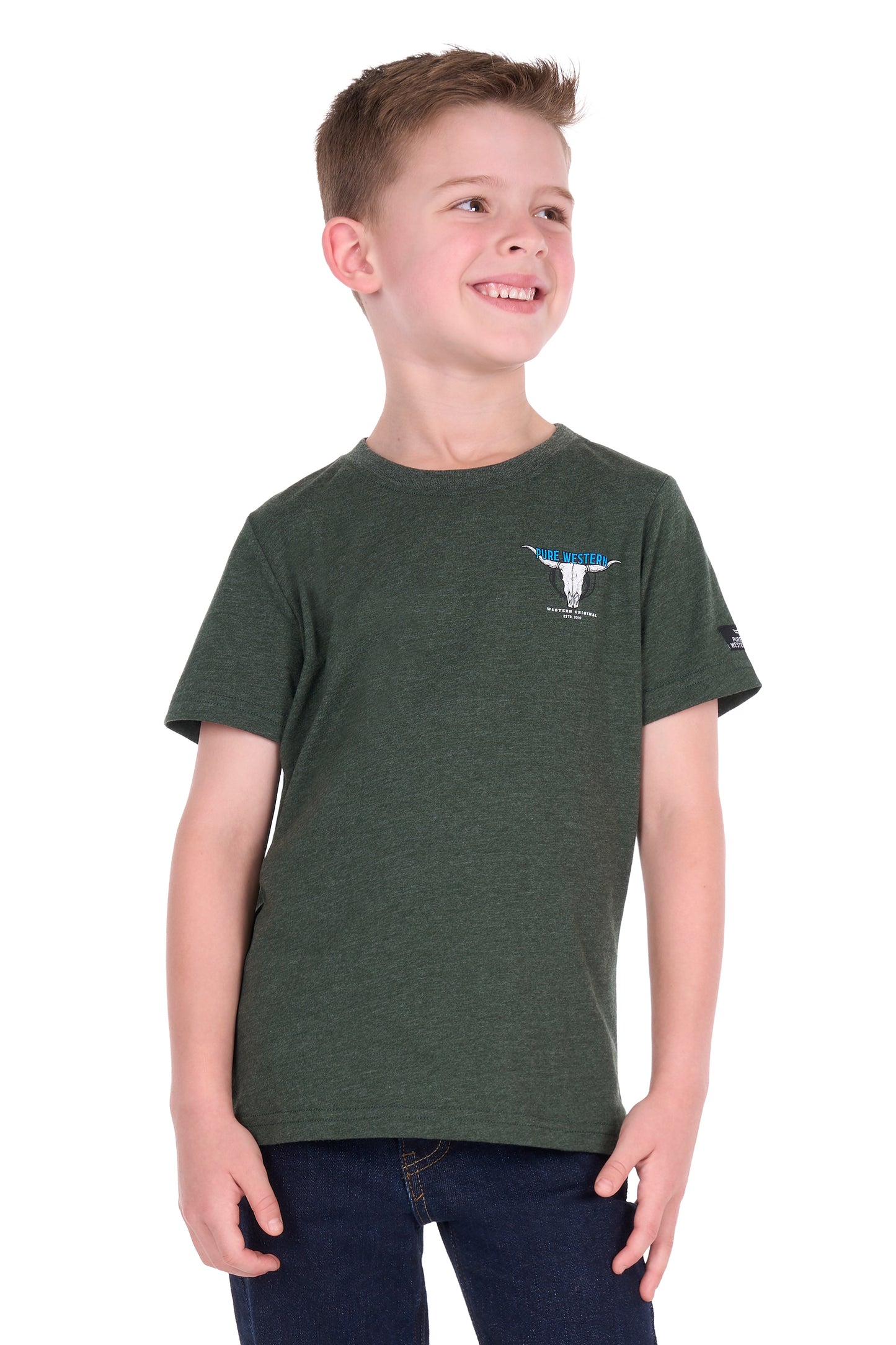 Pure Western Boys Tony SS Tee - Green Marle