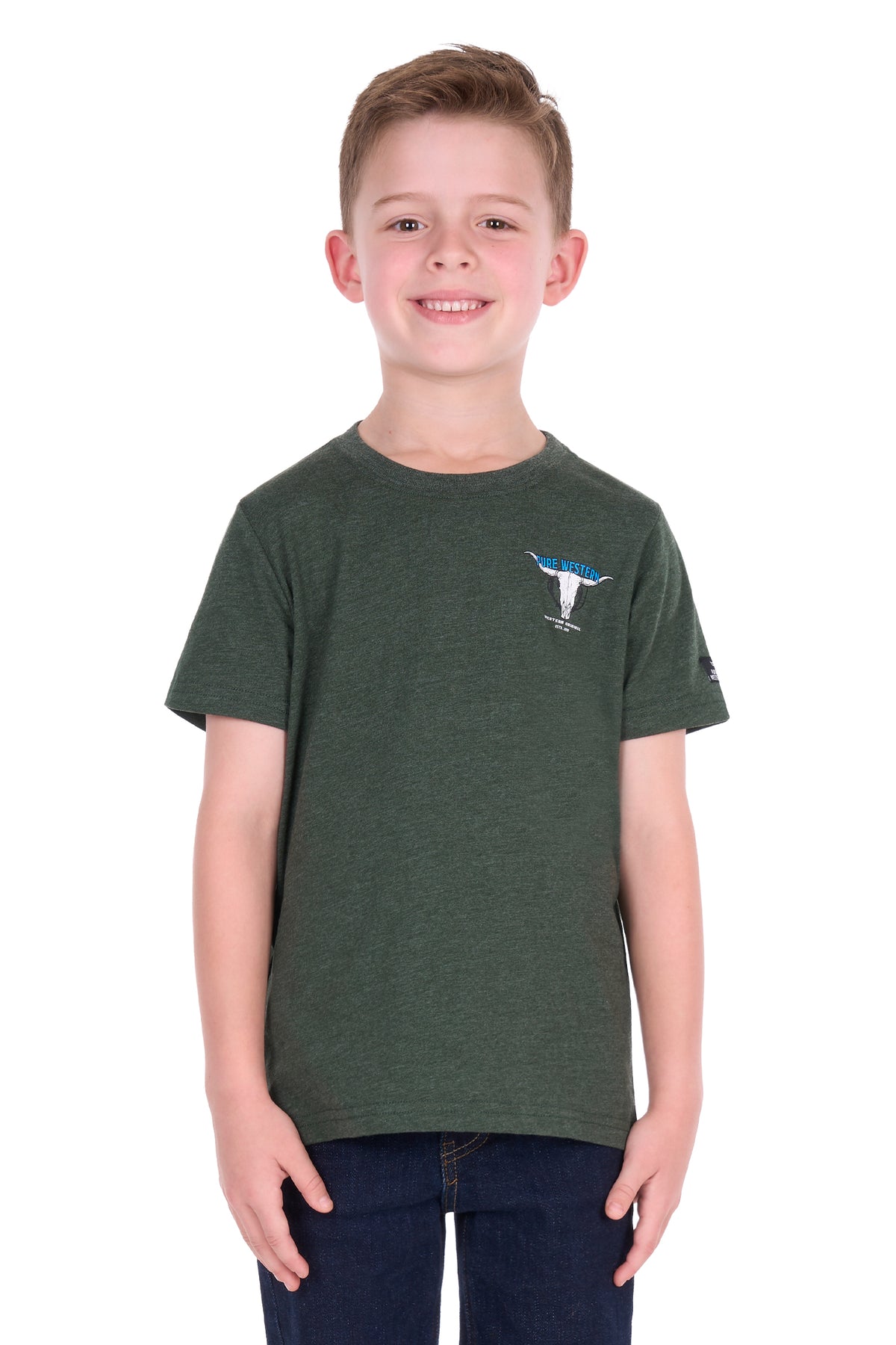 Pure Western Boys Tony SS Tee - Green Marle