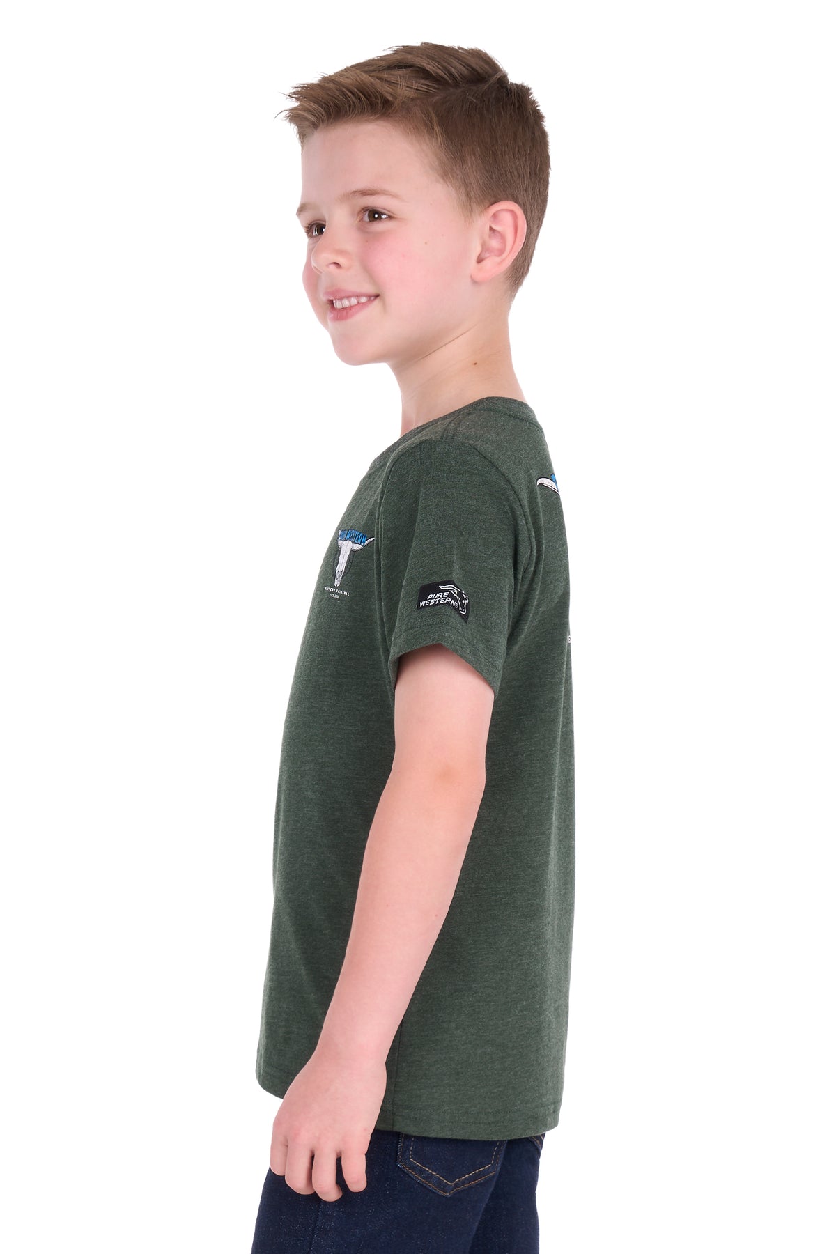 Pure Western Boys Tony SS Tee - Green Marle