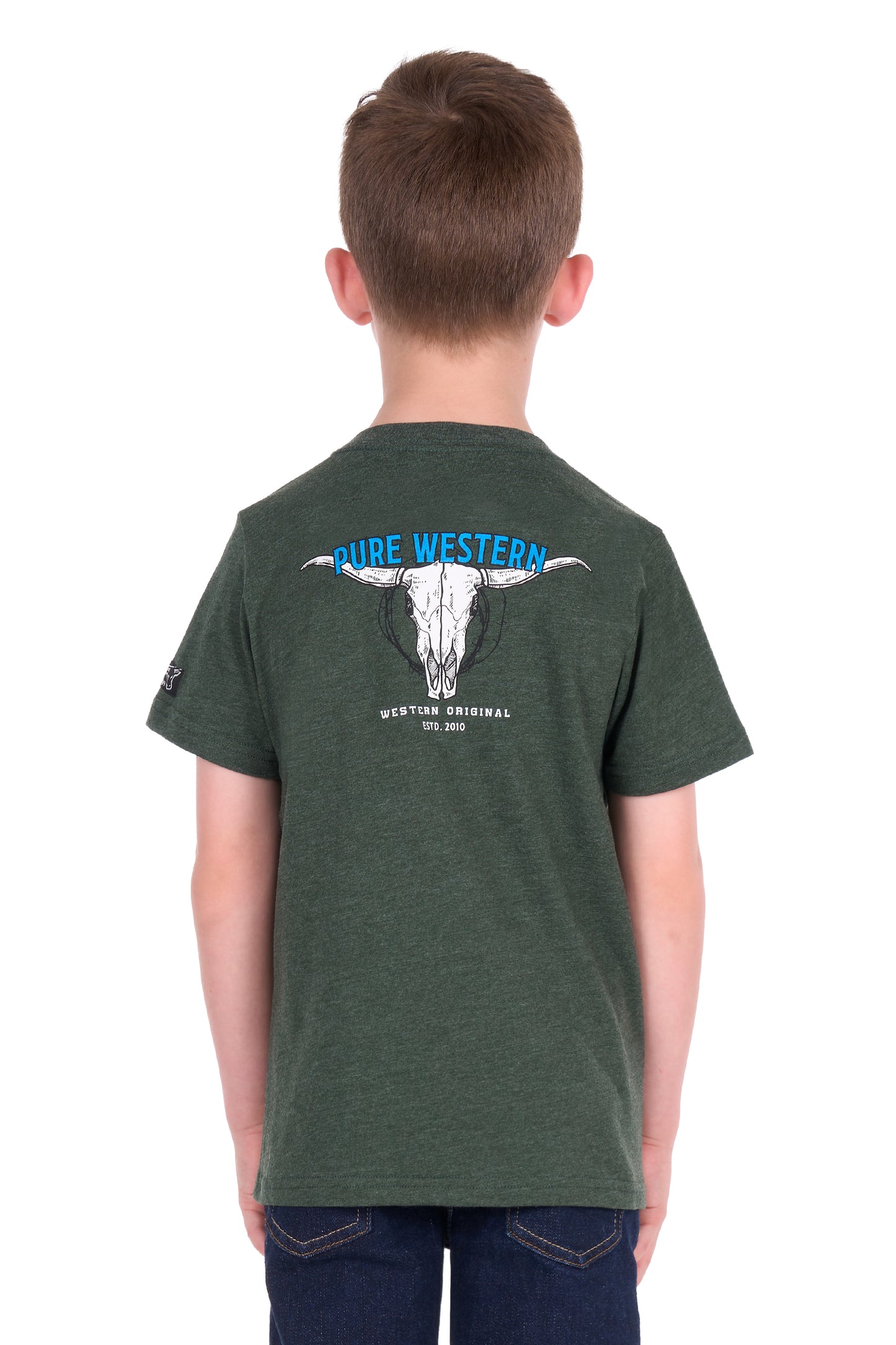 Pure Western Boys Tony SS Tee - Green Marle