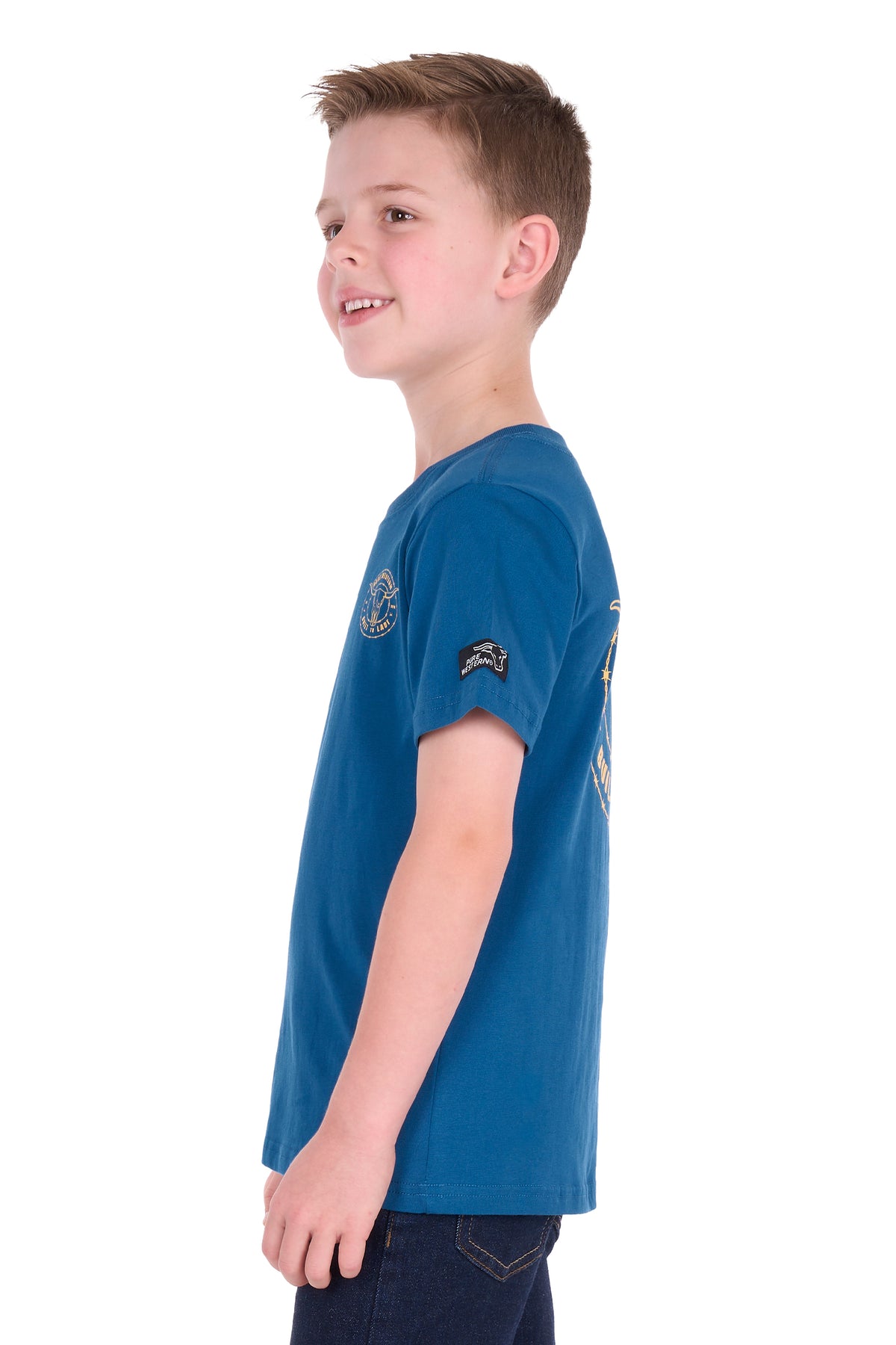 Pure Western Boys Walker Short Sleeve Tee - Denim