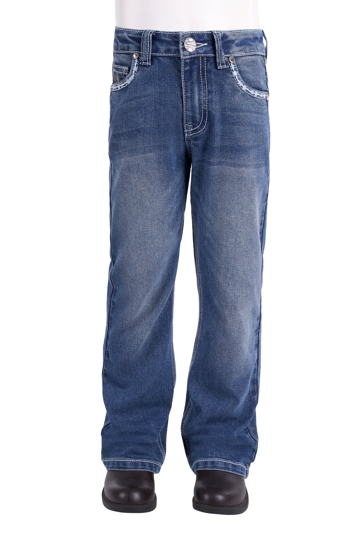 Pure Western Girls' Bella Boot Cut Jean – Retro Blue