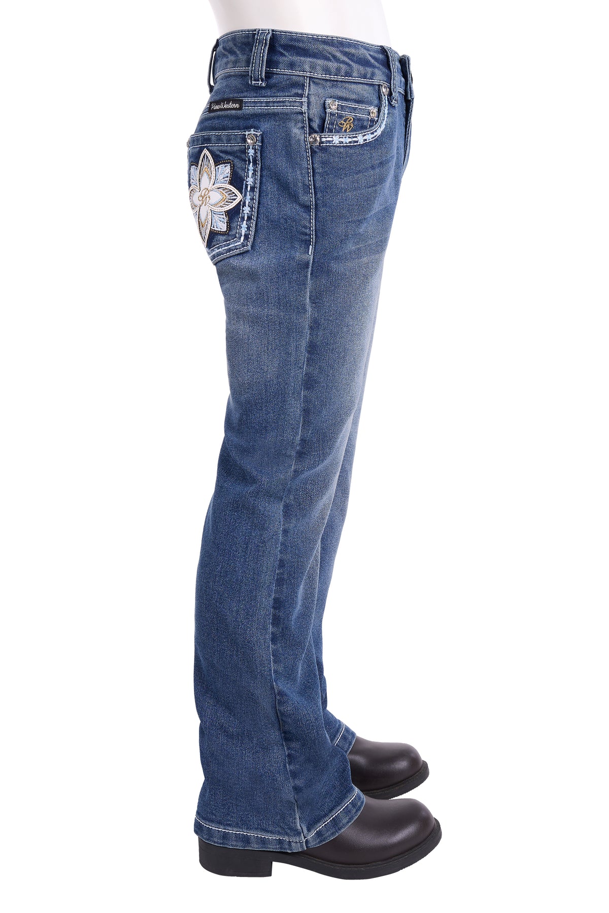 Pure Western Girls' Bella Boot Cut Jean – Retro Blue