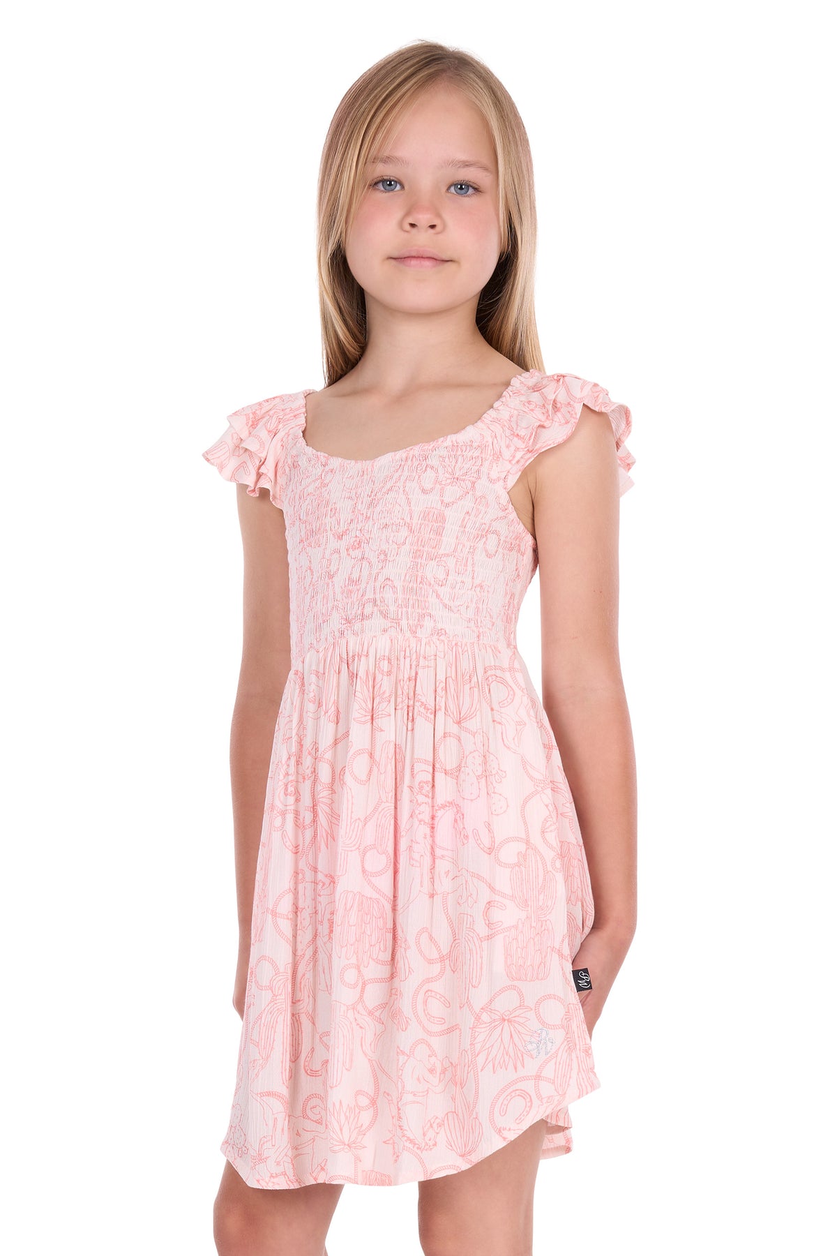 Pure Western Girls' Sara Short Sleeve Dress – Cream