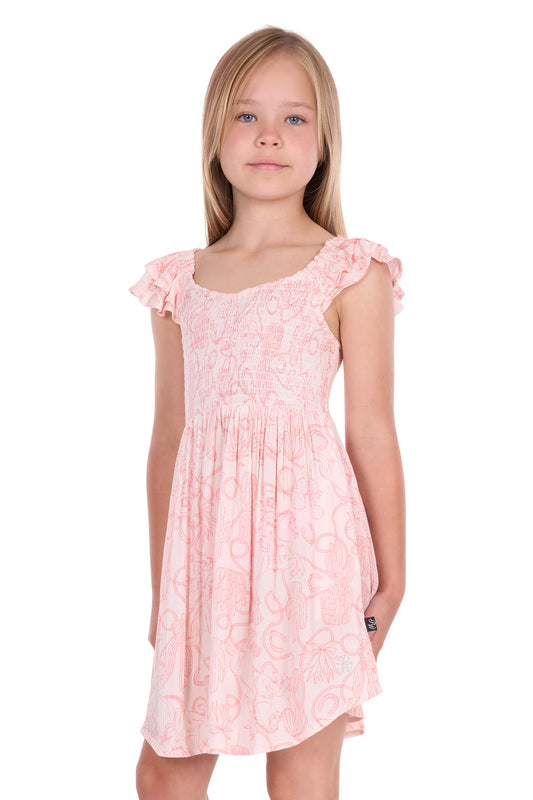 Pure Western Girls' Sara Short Sleeve Dress – Cream
