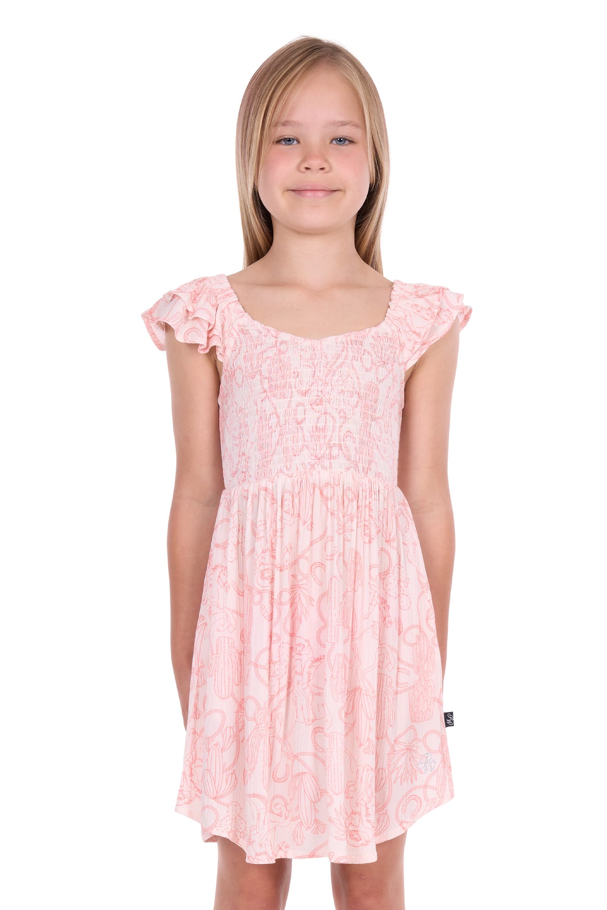 Pure Western Girls' Sara Short Sleeve Dress – Cream