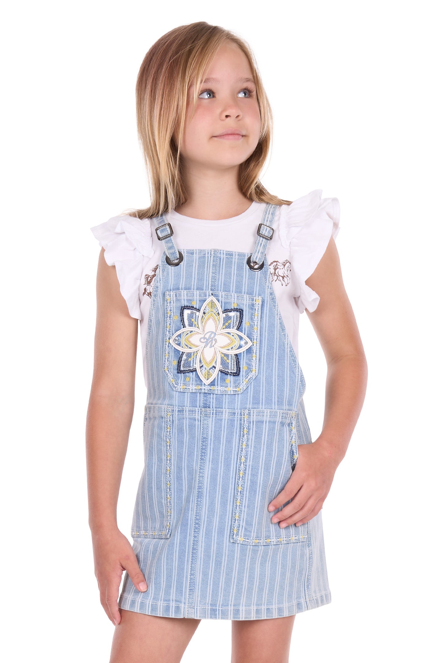 Pure Western Girls' Freya Pinafore Dress – Chambray