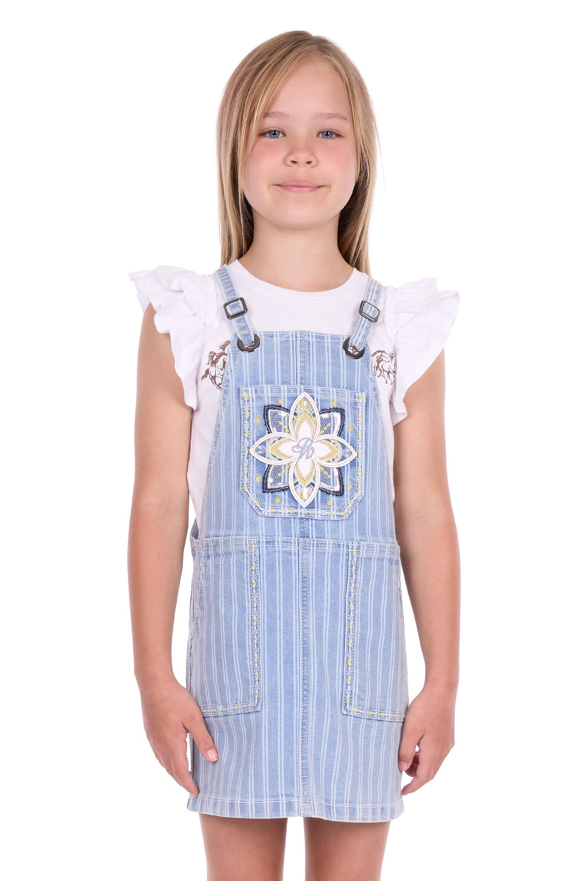 Pure Western Girls' Freya Pinafore Dress – Chambray
