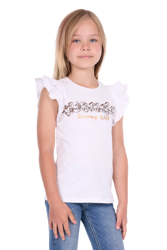 Pure Western Girls' Harper Short Sleeve Tee – White