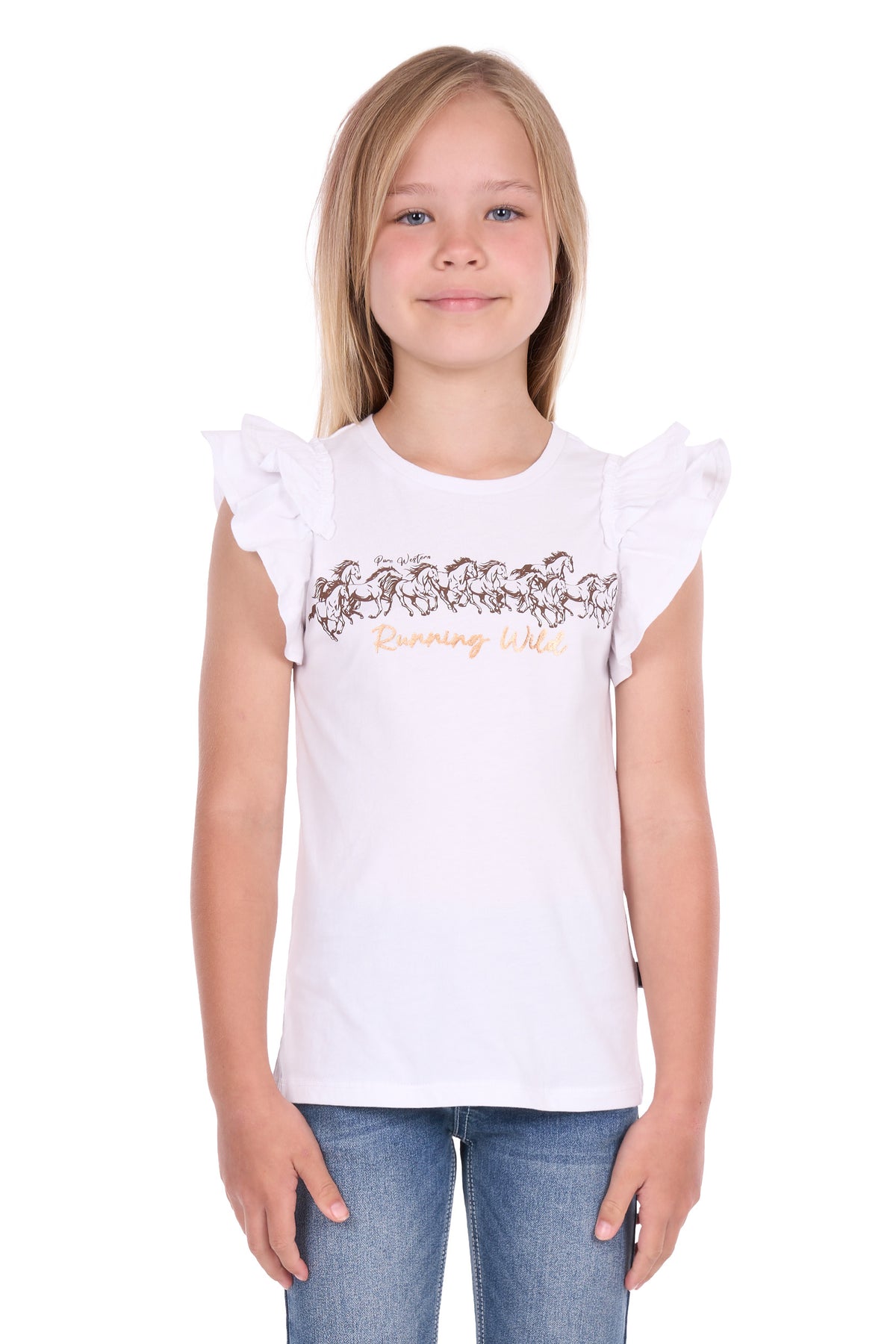 Pure Western Girls' Harper Short Sleeve Tee – White