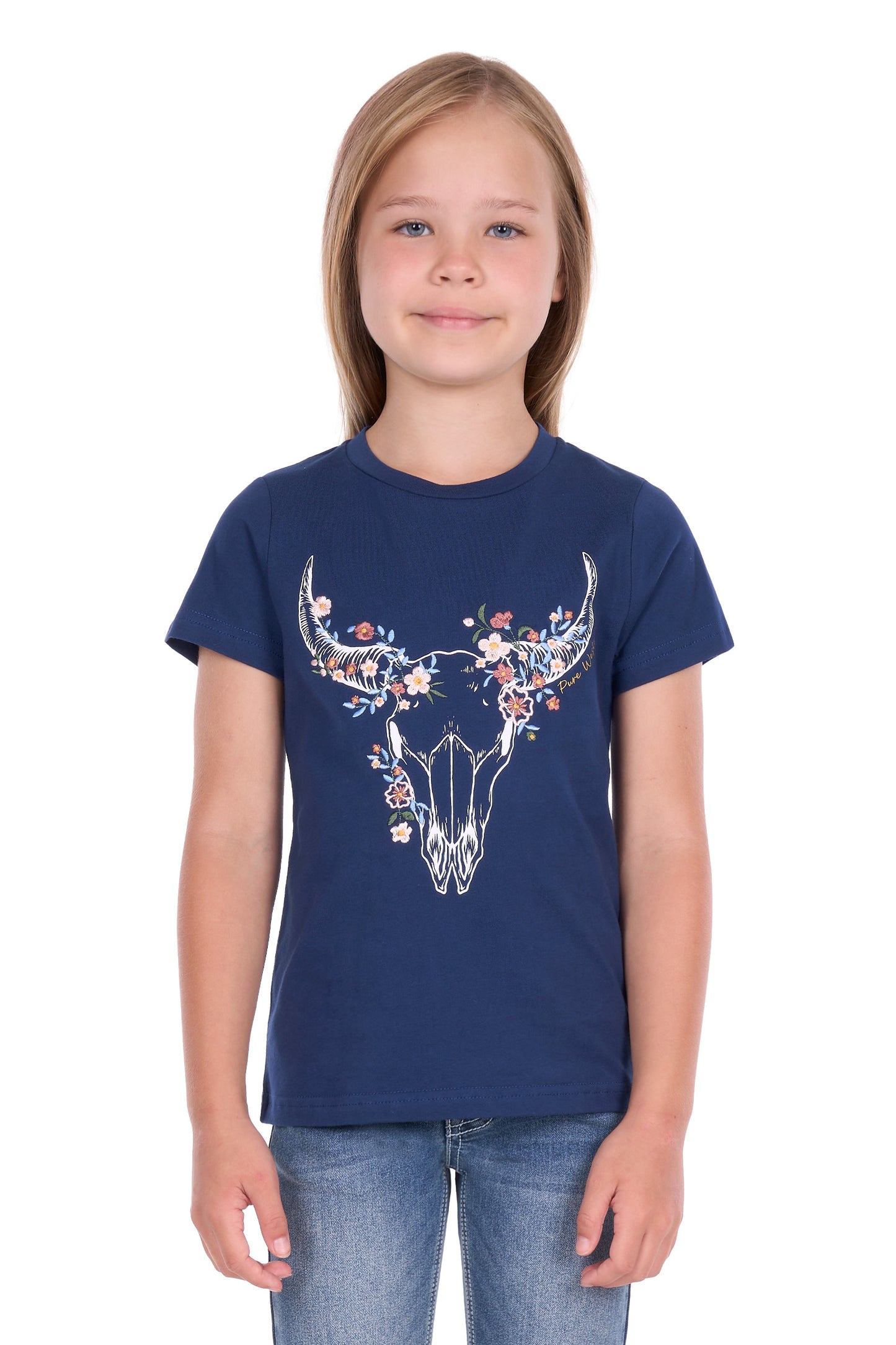 Pure Western Girls' Bindi Short Sleeve Tee – Navy