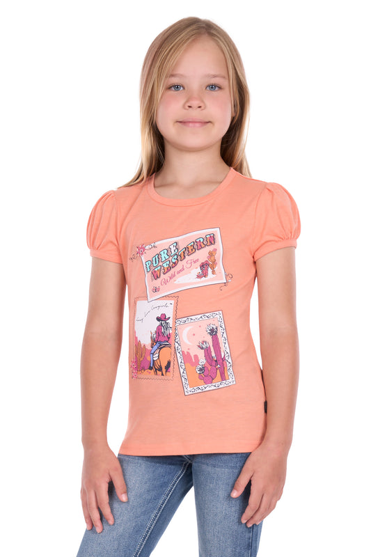 Pure Western Girls Lulu SS Tee - Coral