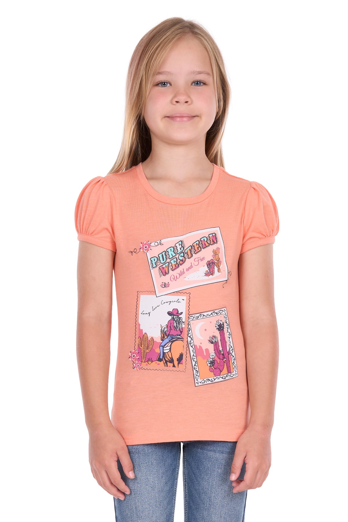 Pure Western Girls Lulu SS Tee - Coral