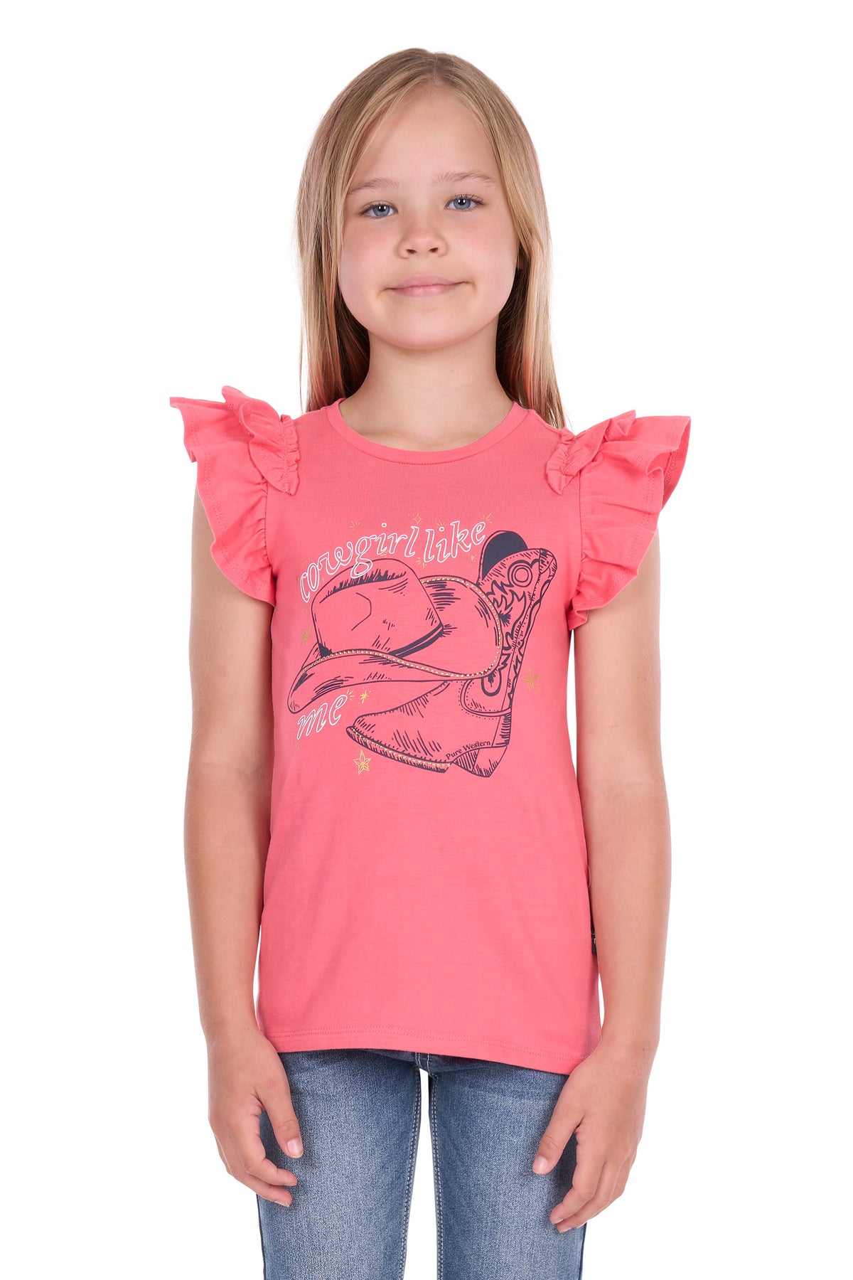 Pure Western Girls' Alira Short Sleeve Tee – Pink