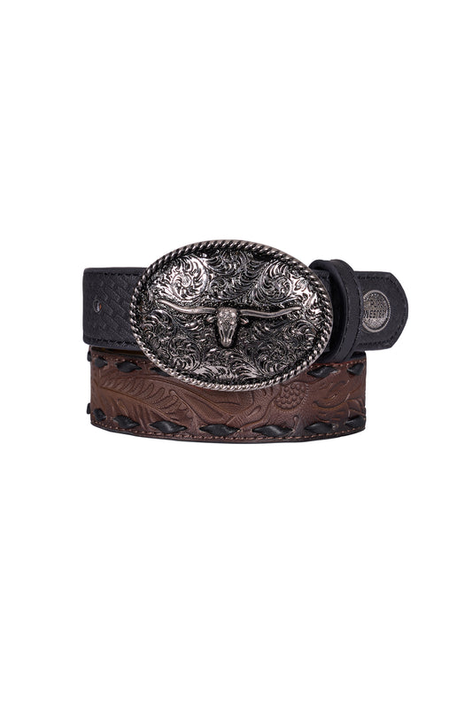 Pure Western Boy's Roderick Belt - Black/Tan