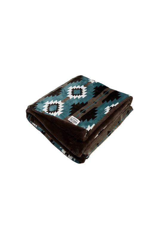 Pure Western Ellery Blanket - Teal/Chocolate
