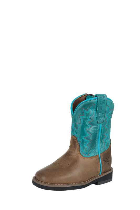 Pure Western Toddler's Andi Boot - Bark/Turquoise