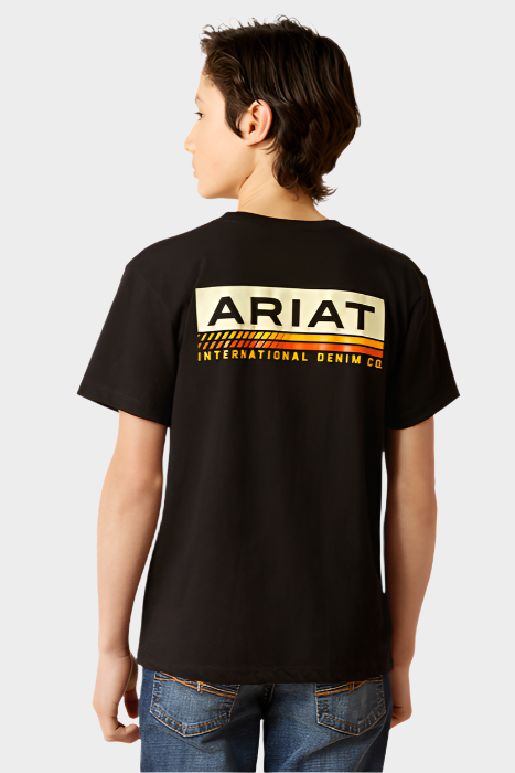 Ariat Boys Retro Stripe Short Sleeve T-Shirt - Black