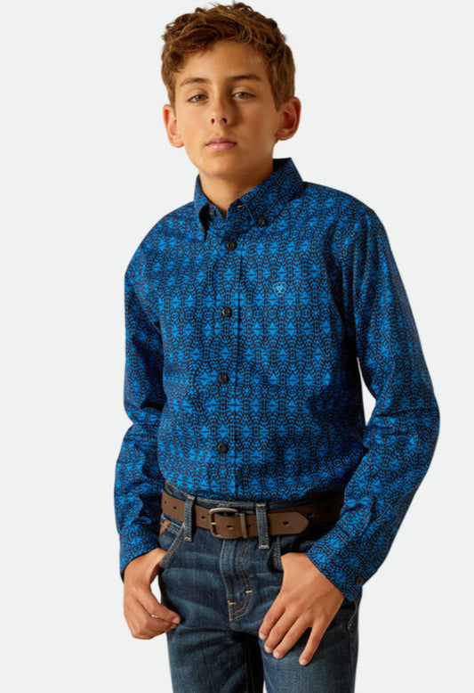 ARIAT BOYS PASCUAL LS SHIRT DIRECTOIRE BLUE PRINT- (10048659)