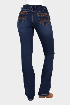 PURE WESTERN WOMENS OLA RELAXED RIDER JEAN (EVENING SKY) 36"LEG