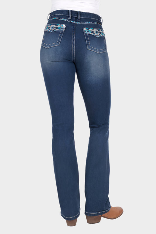 PURE WESTERN WOMENS ABBI HI RISE BOOT CUT JEAN - 34LEG