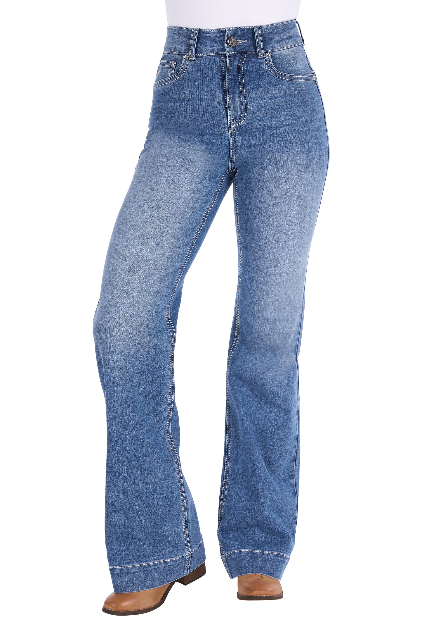 Pure Western Women's Banks Trouser Jean – Retro Blue 34Leg