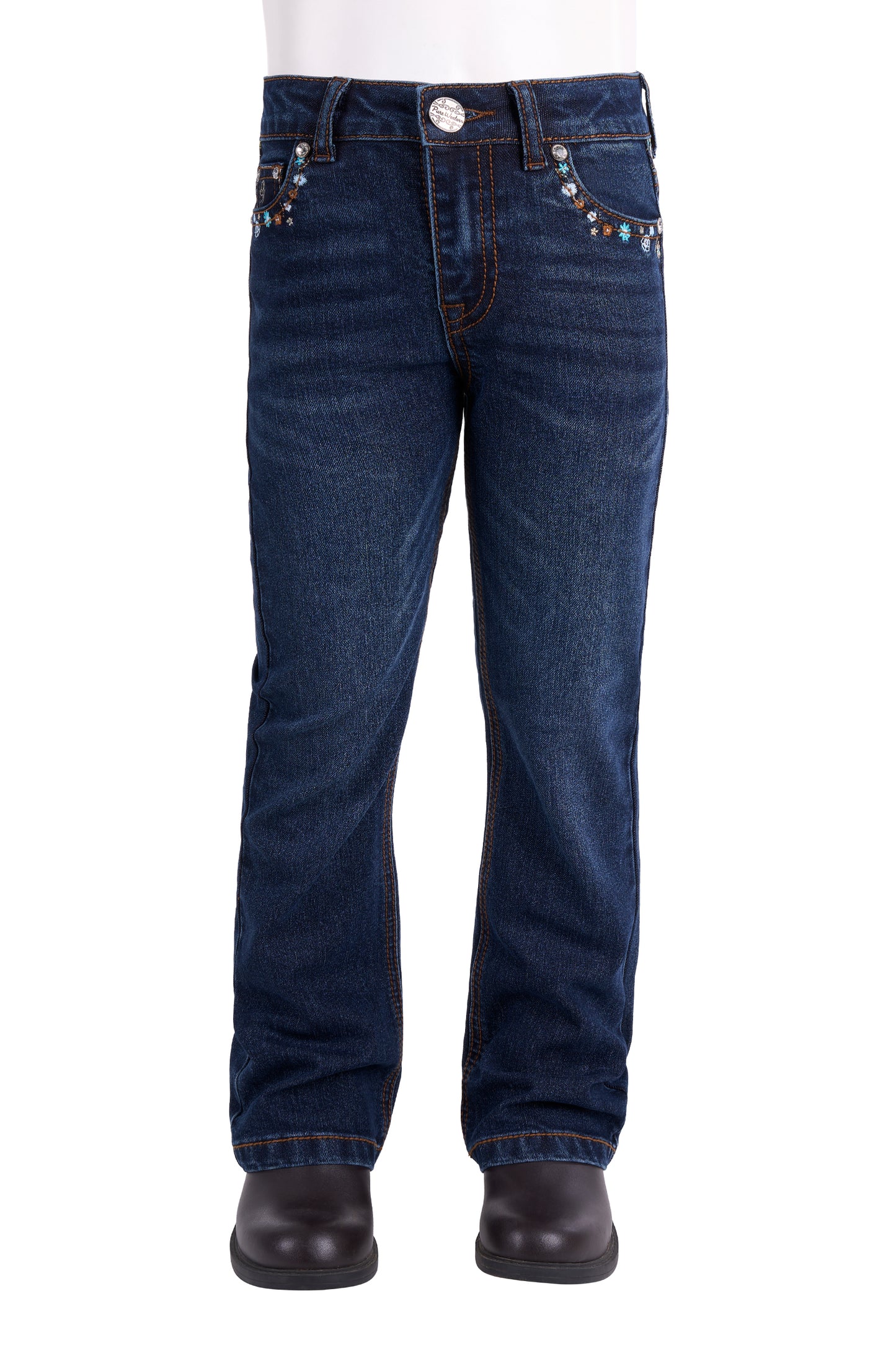Pure Western Girls' Blossom Boot Cut Jean – Evening Sky