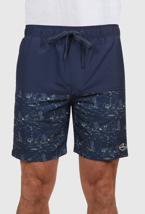 PURE WESTERN MENS DREW BOARDSHORT (NAVY/TAN)