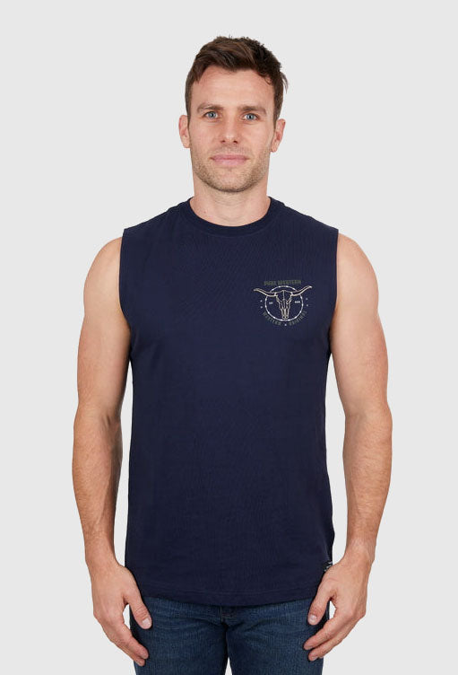 PURE WESTERN MENS FRED MUSCLE TANK (NAVY)