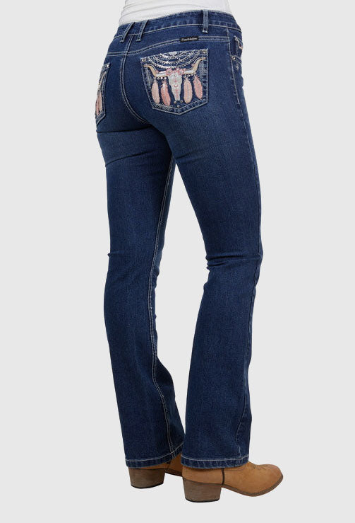PURE WESTERN WOMENS AVA BOOTCUT JEAN 32L (INDIGO)