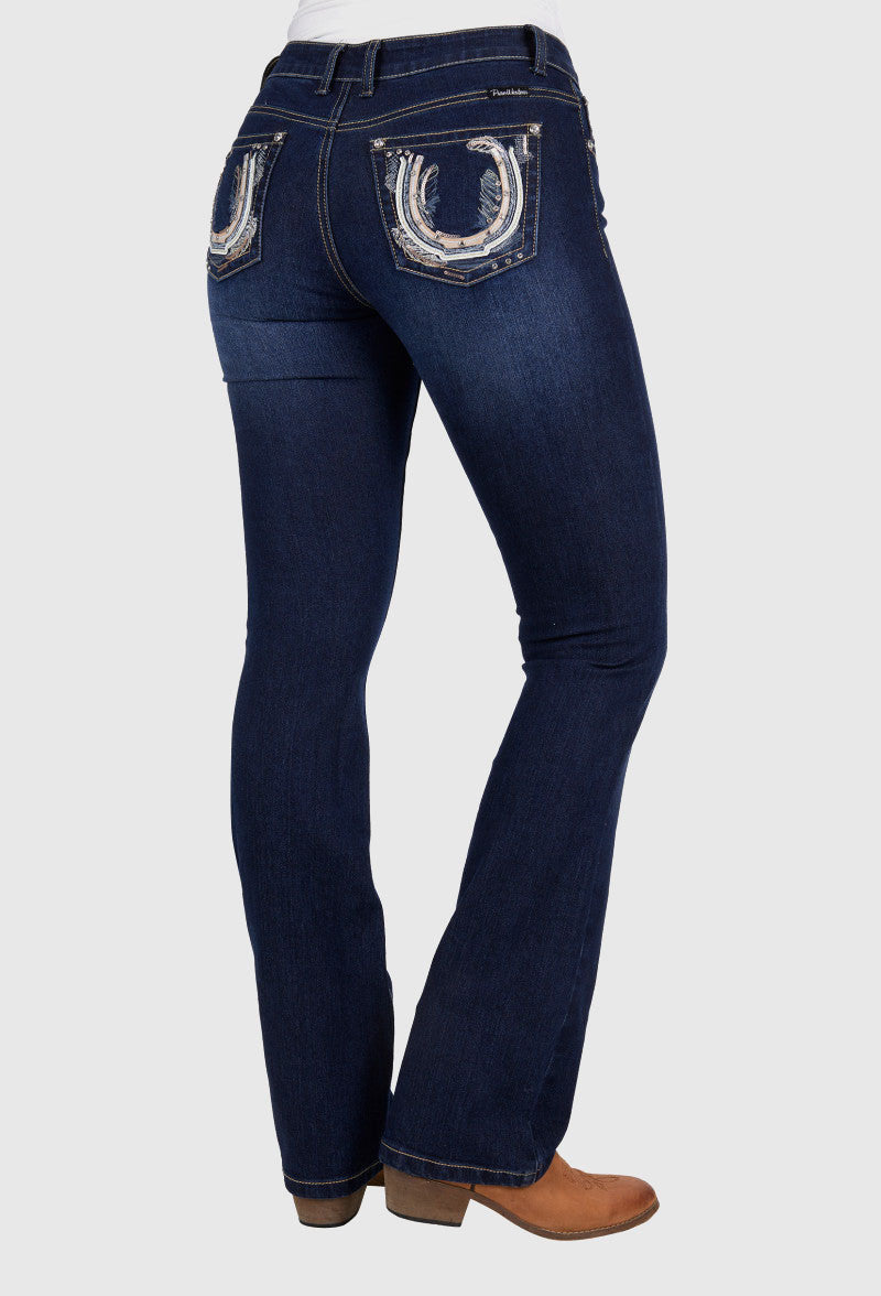 PURE WESTERN WOMENS AZALEE BOOT CUT JEAN (MIDNIGHT) 34"LEG