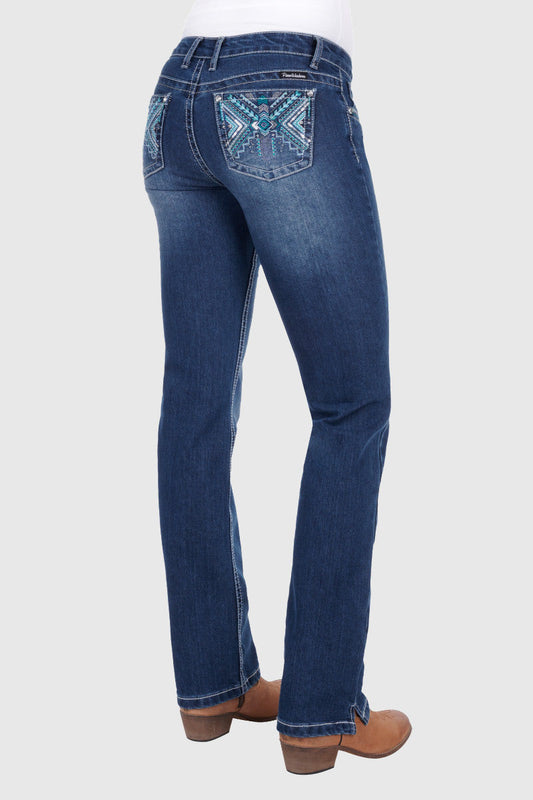 PURE WESTERN WOMENS CAMILA STRAIGHT LEG JEAN (TRUE BLUE)
