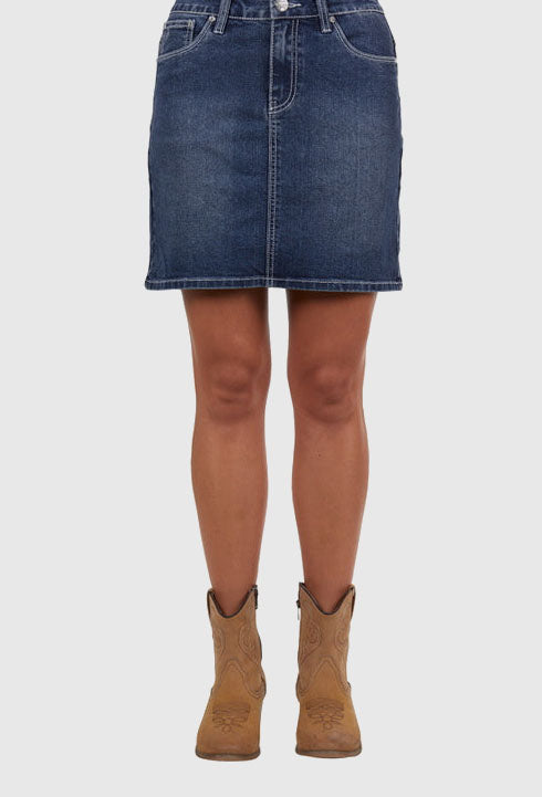 PURE WESTERN WOMENS DAVINA DENIM SKIRT (INDIGO)