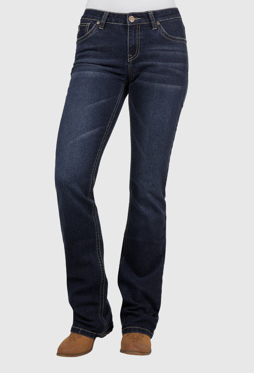 PURE WESTERN WOMENS IVY RELAX RIDER JEAN 36L (MIDNIGHT)
