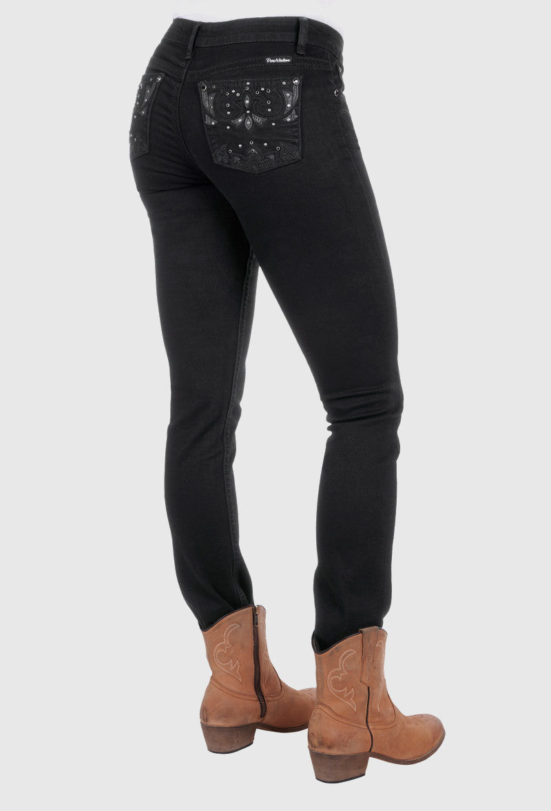 PURE WESTERN WOMENS JOAN SKINNY LEG JEAN (EBONY)