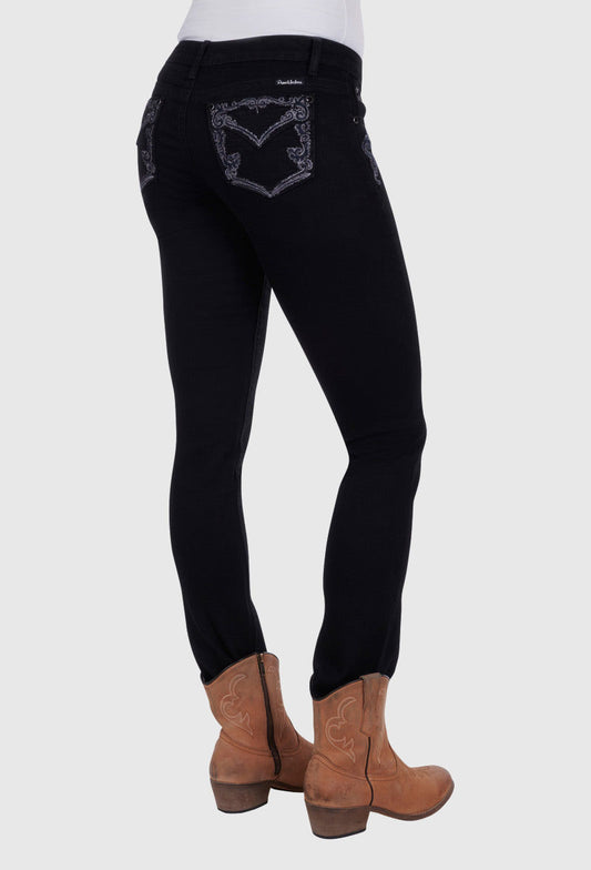 PURE WESTERN WOMENS JOSIE SKINNY LEG JEAN (EBONY)