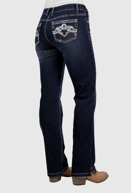 PURE WESTERN WOMENS MIA STRAIGHT LEG JEAN 32L (EVENING SKY)