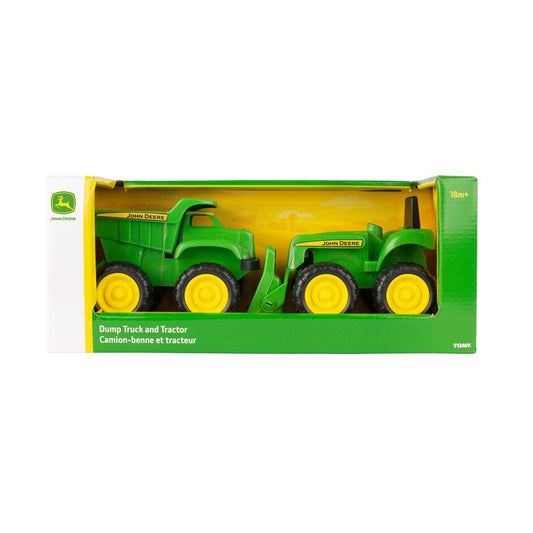 John Deere 15cm Big Scoop Sand Pit Vehicles 2 Pack; Dump Truck and Tractor with Loader