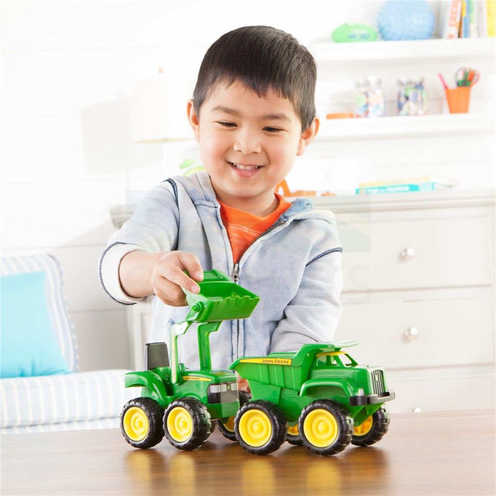 John Deere 15cm Big Scoop Sand Pit Vehicles 2 Pack; Dump Truck and Tractor with Loader