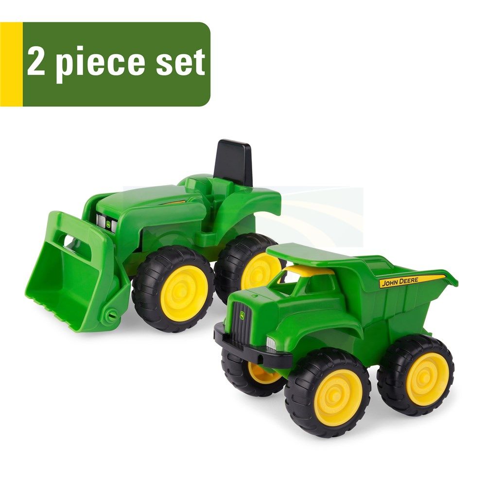 John Deere 15cm Big Scoop Sand Pit Vehicles 2 Pack; Dump Truck and Tractor with Loader