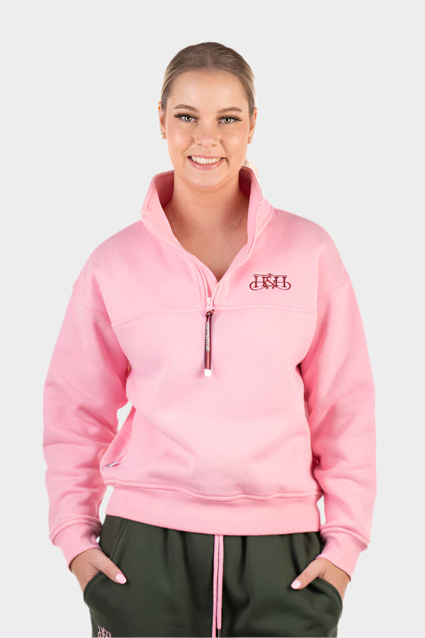 Hitchley & Harrow Winter Collection - Pale Pink Quarter Zip Jumper